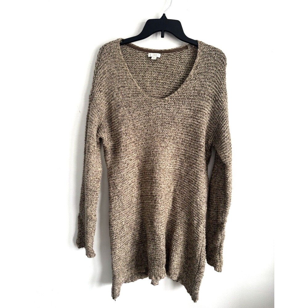 J Jill Pure Jill Womens Medium Brown Marled Long Sleeve Sweater Tunic V-neck
